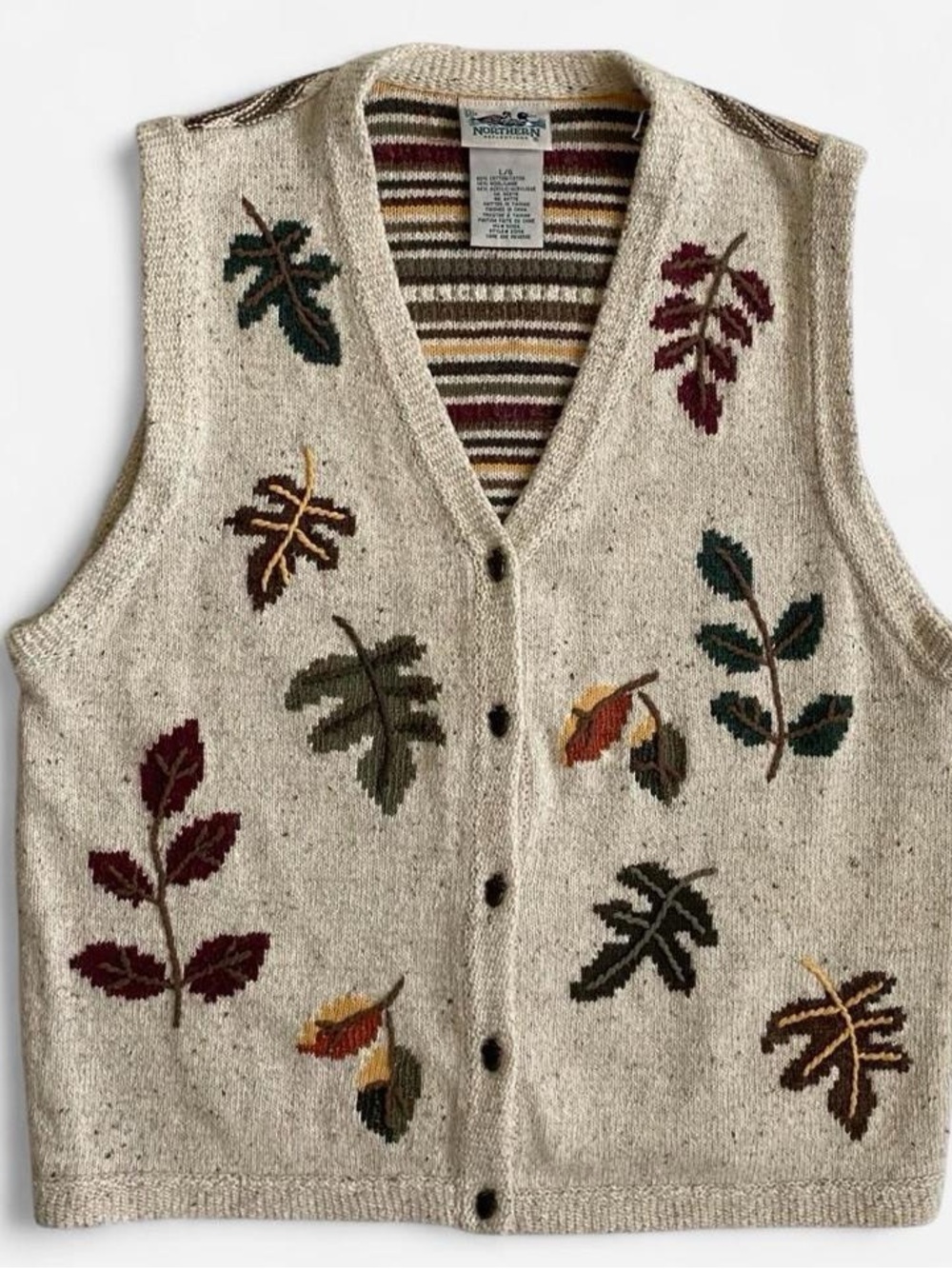 Vintage oat leafy knit vest